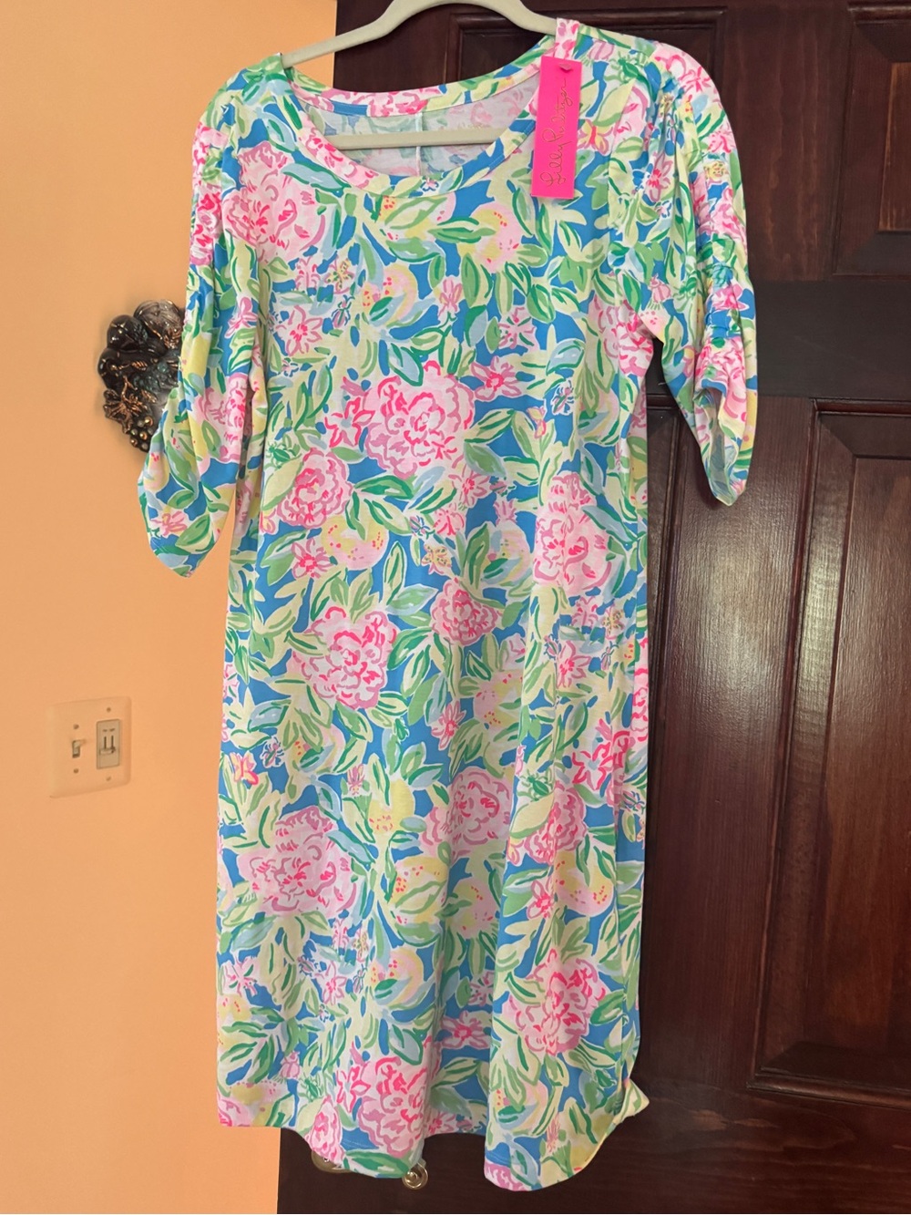 NWT Lilly Pulitzer L Large Belden Elbow Dress Grove Garden Green Pink Floral New